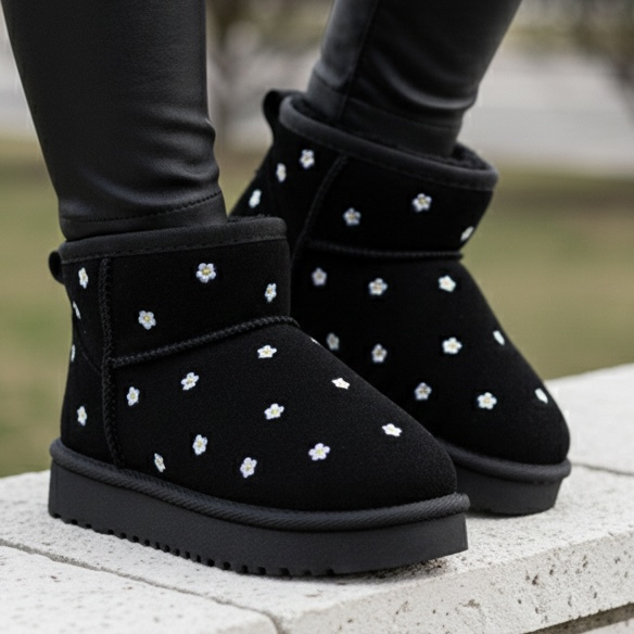 Sweet daisy winter boots - zwart