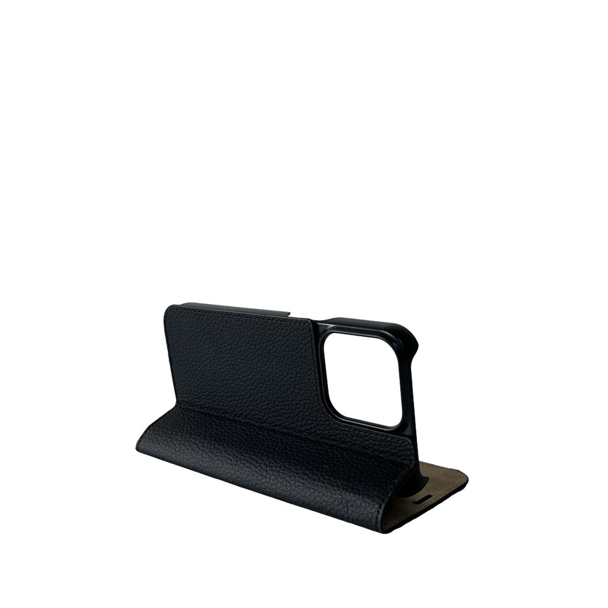 iPhone 14 Pro Echtleder Book Case Tasche Flip Cover Hand Made (MARCIP14PRO-M01) - Schwarz