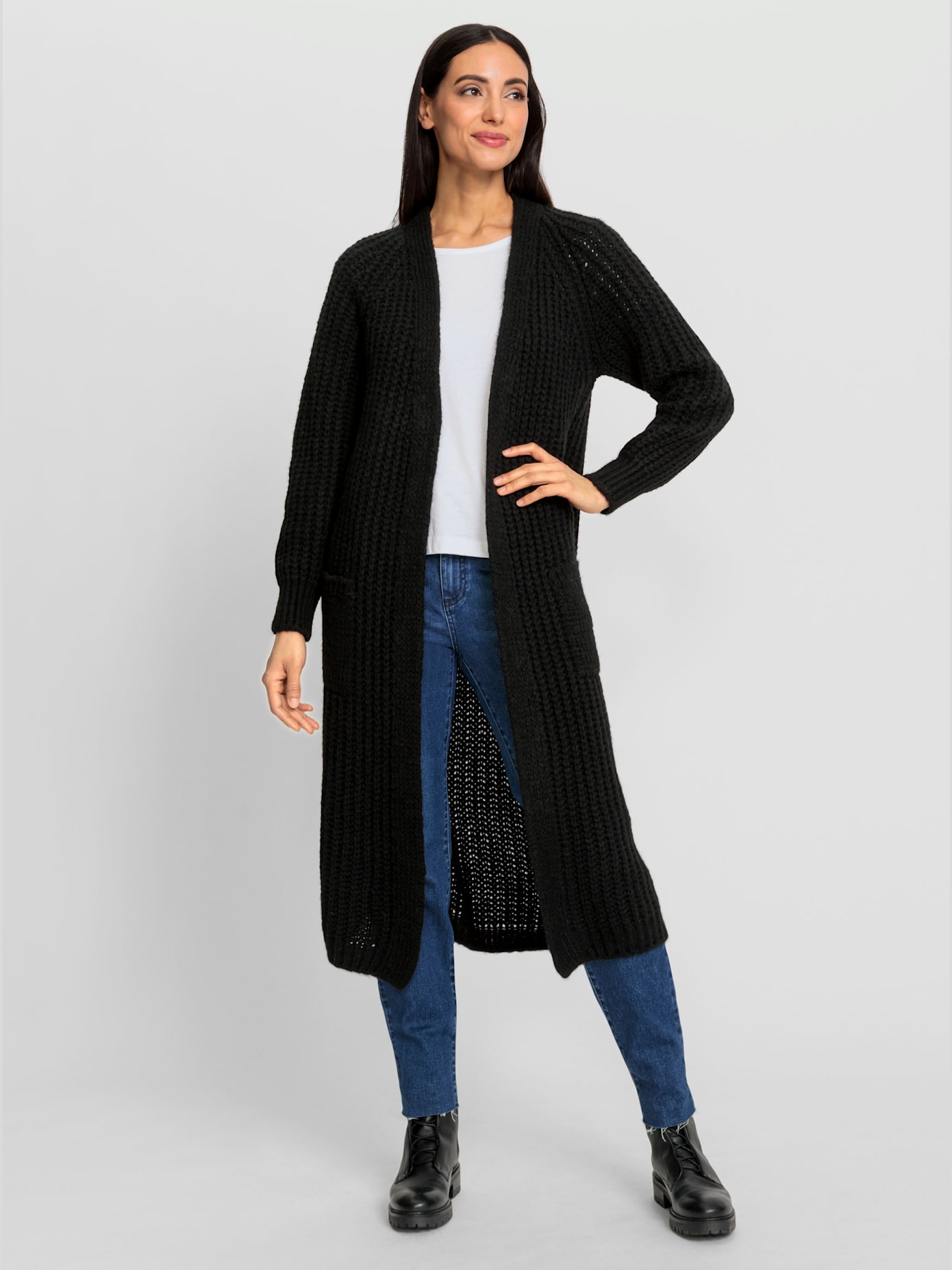 Manteau en tricot tricot côtelé moderne