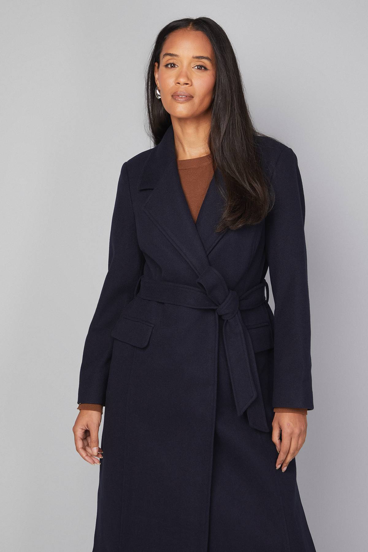 Wallis Manteau Ceinturé à Fentes Latérales Petite