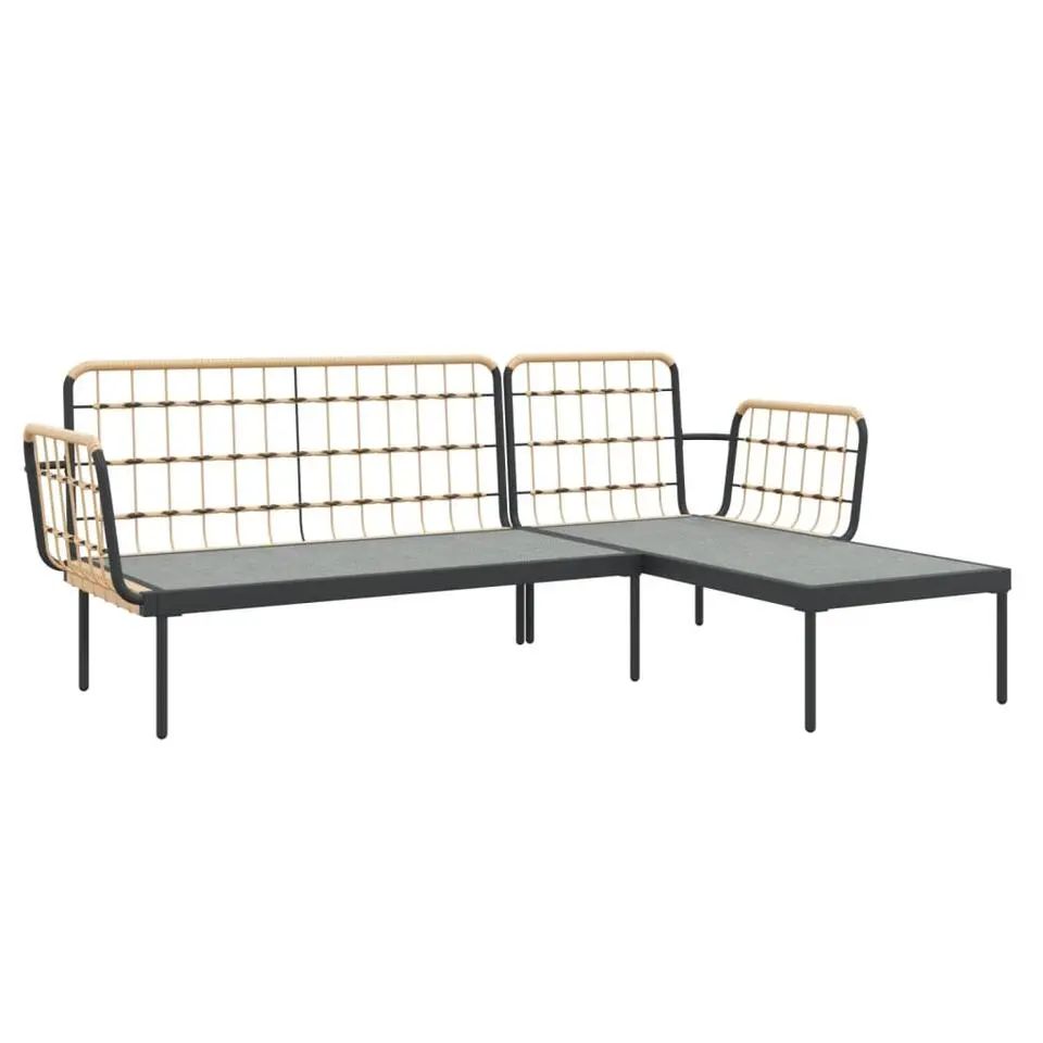 vidaXL - Loungeset - Donkergrijs - Poly rattan - 3 stuks - Met kussens