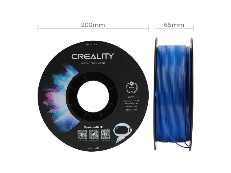 Creality Filament TPU, Blau, 1.75 mm, 1 kg Hochwertiges TPU Filament für 3D-Drucker