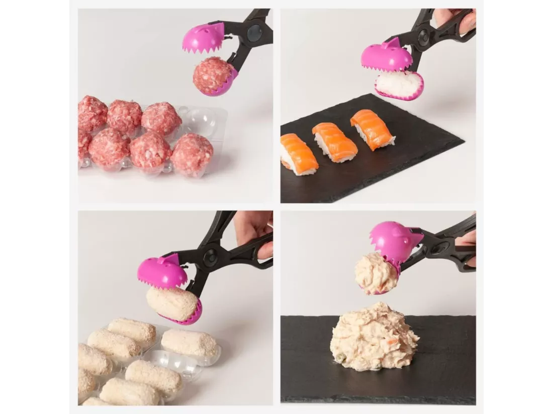Kit de base La Croquetera + Pack d'ustensiles polyvalents de couleur aléatoire - 4 moules à pâte interchangeables + Pack de 10 plateaux de rangement + livret c