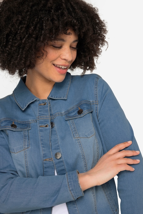 Jeansjacke Frieda, Wascheffekte, Hemdkragen, Langarm