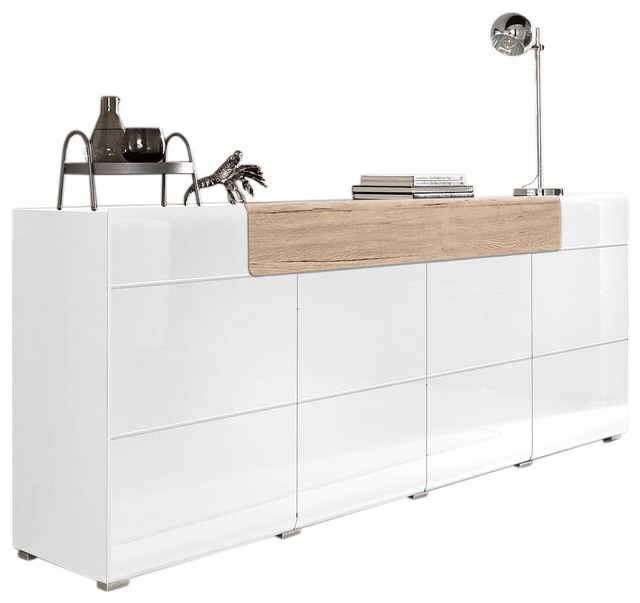 INOSIGN Sideboard »Toledo,Breite 208cm,moderne Kommode mit dekorative Fräsungen,grifflos« Kombikommode mit viel Stauraum, Einlegeböden verstellbar