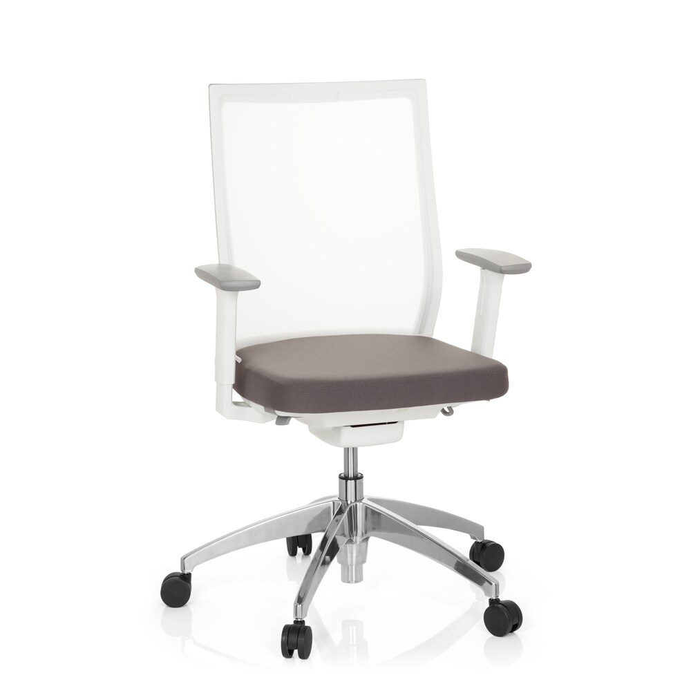 Profi Bürostuhl ASPEN WHITE Stoff/Netzstoff mit Armlehnen (höhenverstellbar) hjh OFFICE