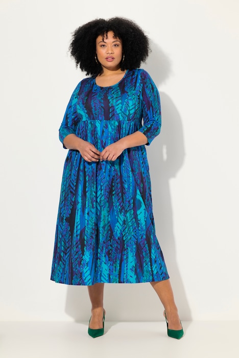 Jersey-Maxikleid, A-Linie, Rundhals, 3/4-Arm, Taschen