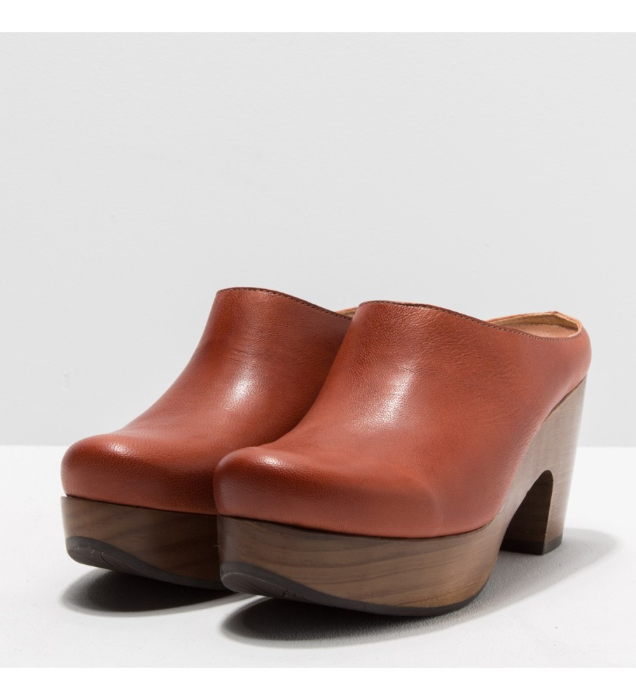 Tamancos Neosens Montone em couro cor camelo St. Laurent - Altura do salto: 8 cm -