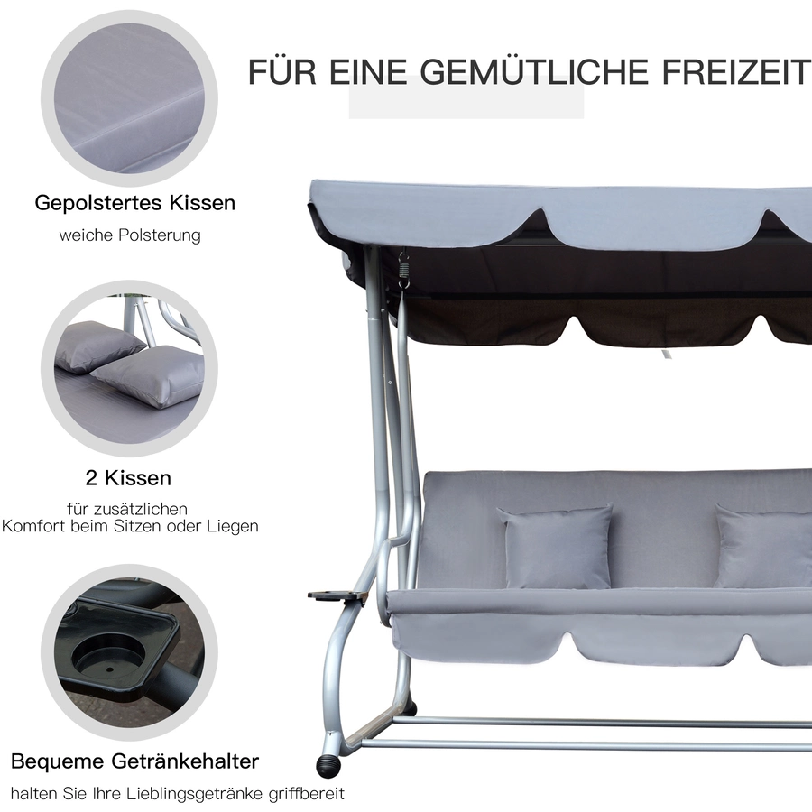 Outsunny Gartenschaukel mit Dach grau