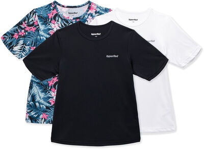 Hyperfied Wave T-Shirt 3-pack, Black/White/Tropical Flower