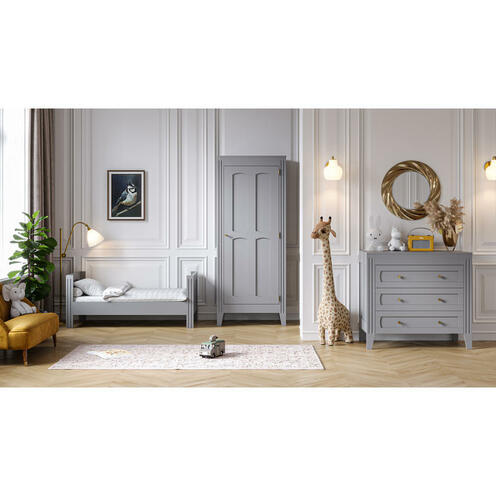Chambre TRIO Lit 70x140 Commode Armoire MILENNE by Vox Gris clair - VOX
