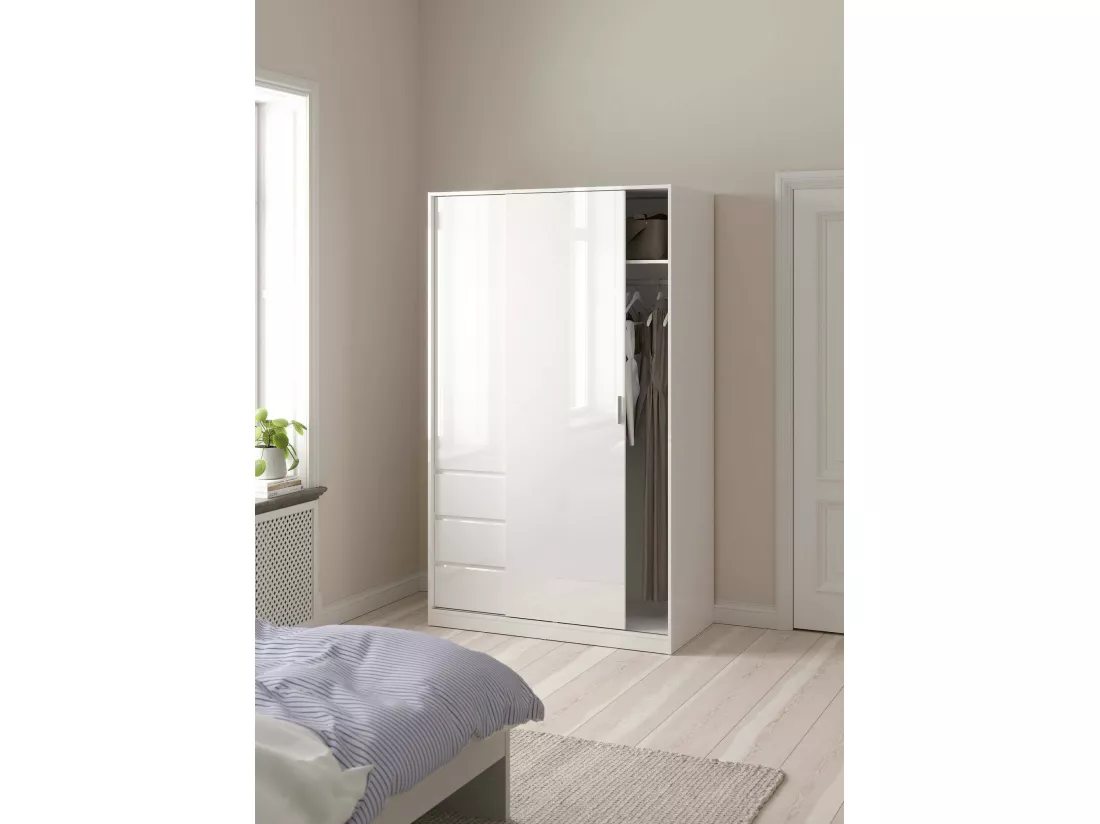 Garde-robe 2 portes Dscalvin, Meubles de chambre, Penderie de plain-pied, Placard à vêtements, 119x60 h200 cm, Blanc