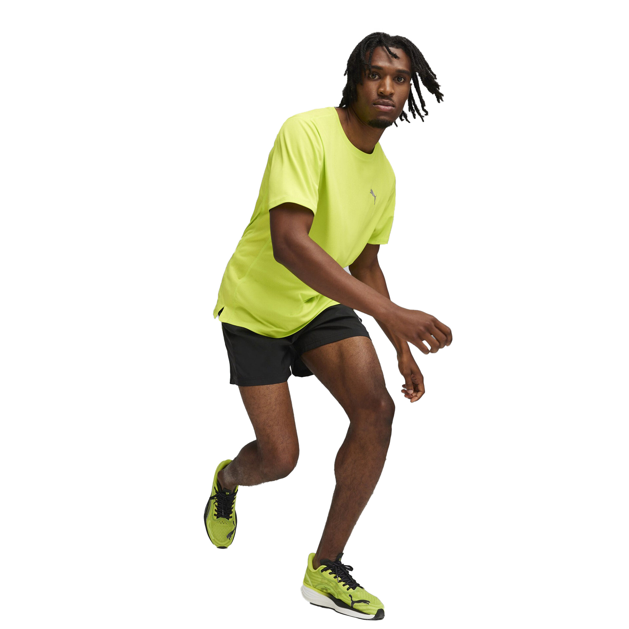 Puma Run Favorite Velocity 5in Short De Running Hommes - Noir , Vert Fluo