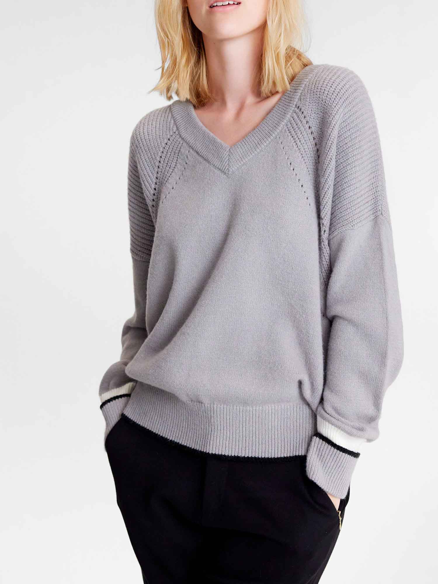 Pull Femme Col V Violet