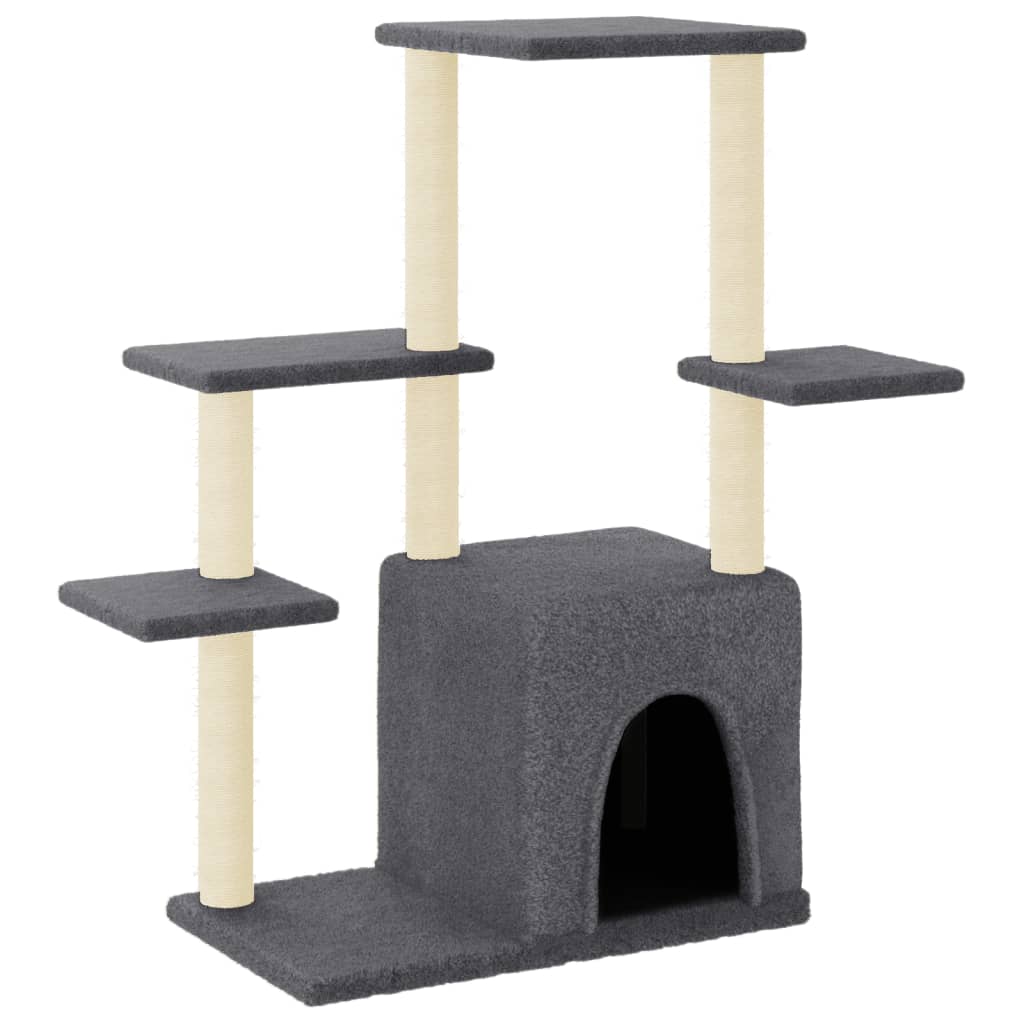 Arranhador para gatos vidaXL com hastes de sisal cinza escuro, 97,5 cm