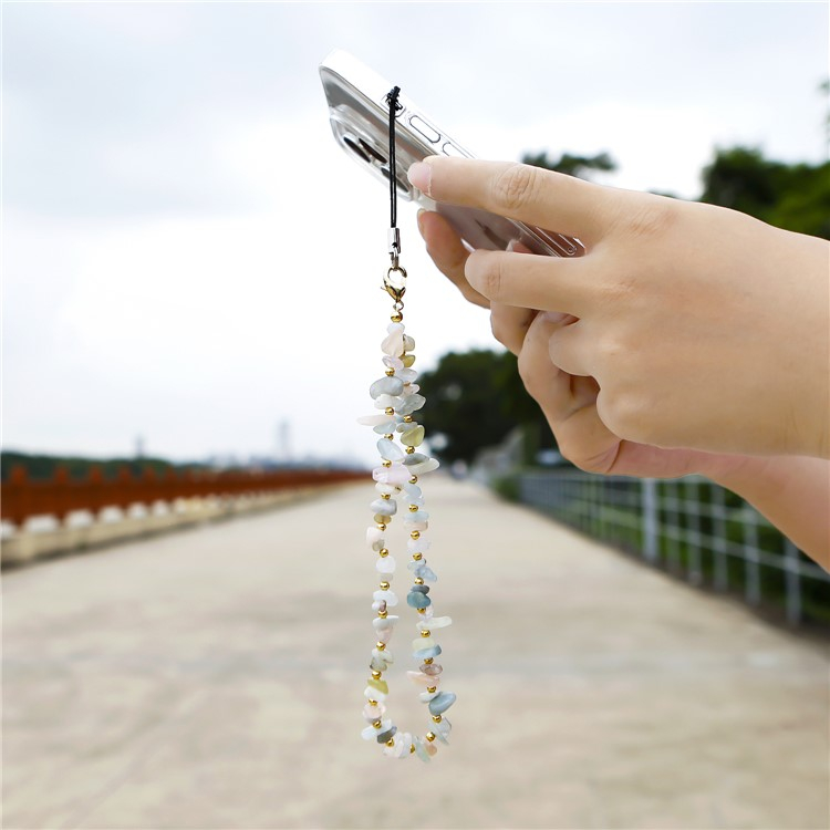 (21cm) Universal Handy Kette Phone Charms Schmuck Anhänger Handgelenkschlaufe - Grüne Kristalle