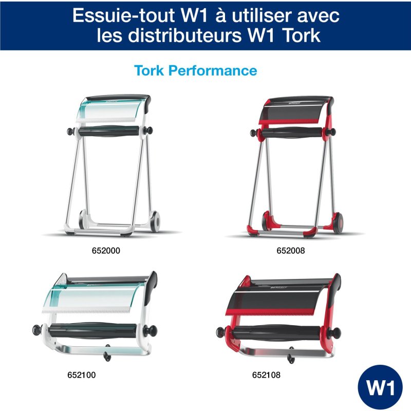 Bobine d'essuyage Tork W1 Plus blanc - longueur 510 m
