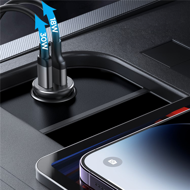 (30W) USB A / USB C Auto KFZ Ladegerät PD/QC 3.0 - Schwarz