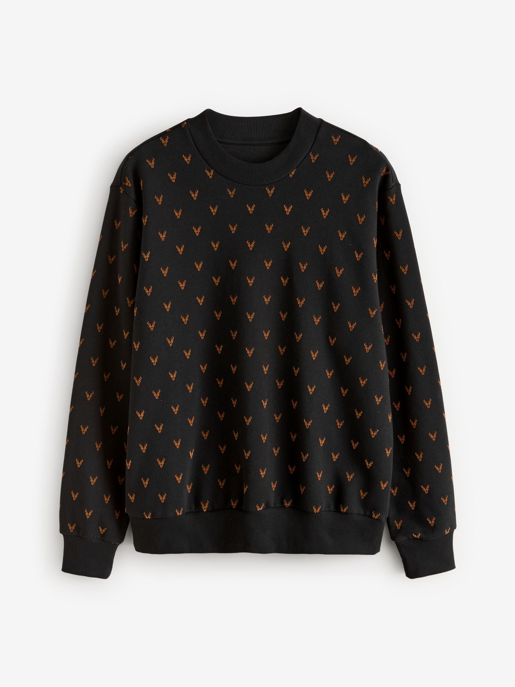 Zwart/brons - Kerstsweatshirt met ronde hals