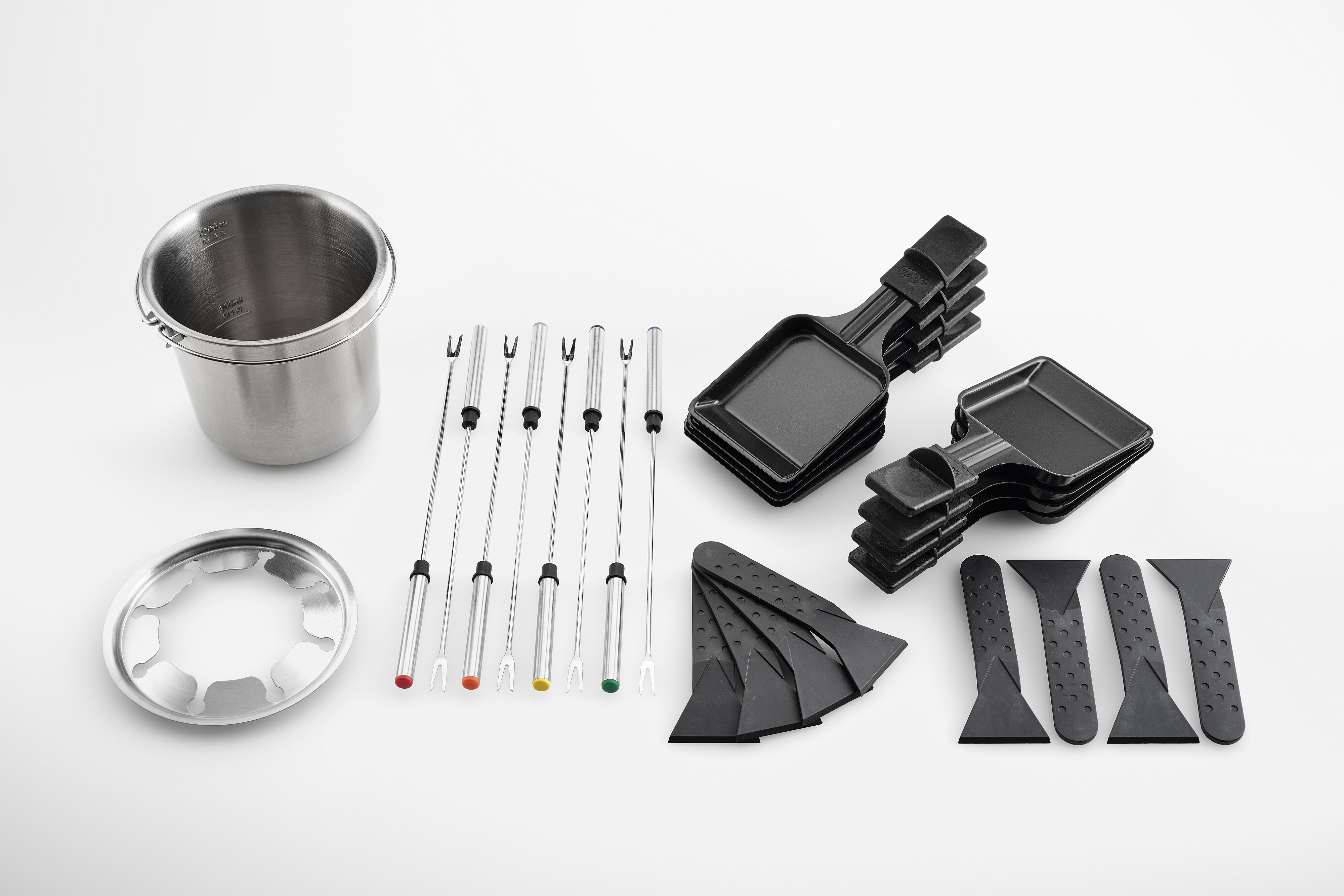 Solis Fondue und Raclette Grill 1200W 8 Personen Fonduetopf