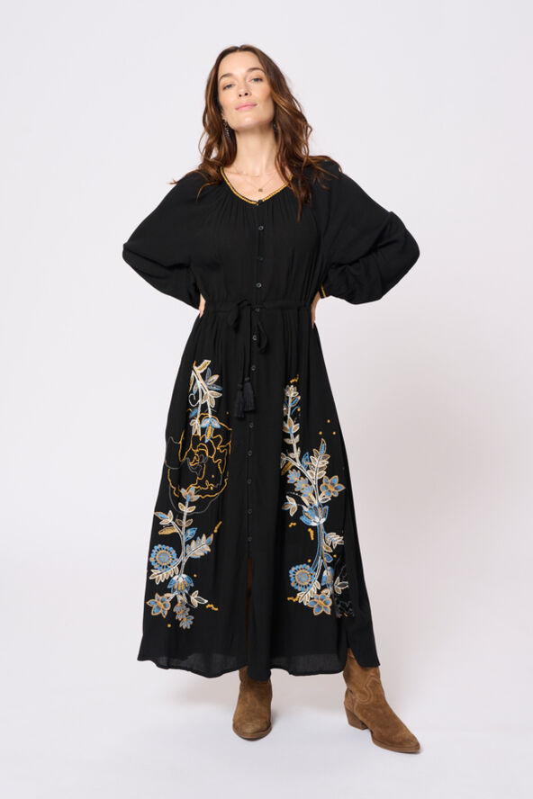 Cream CRBohia Embroidery Dress Pitch black