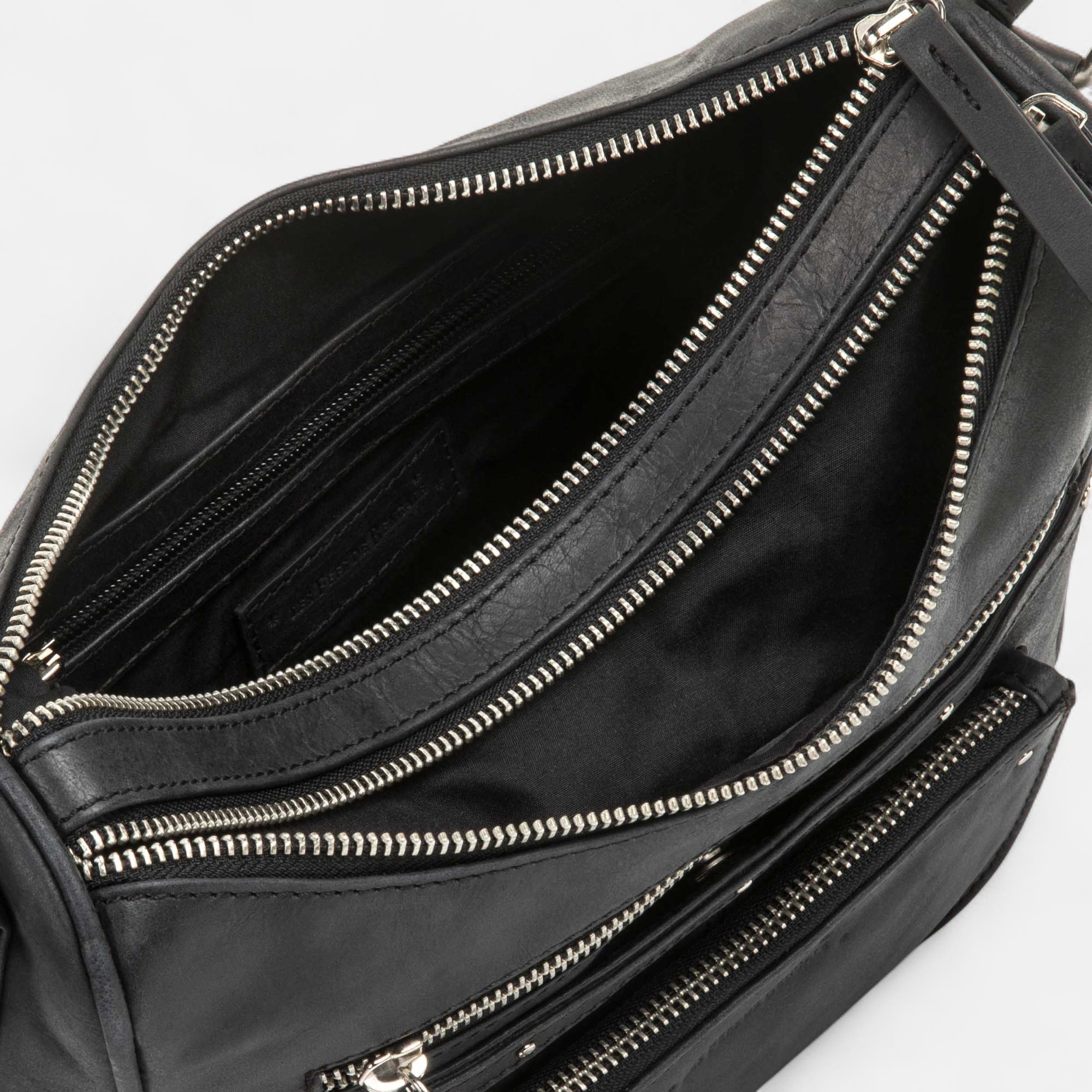 Sac bandoulière en cuir noir