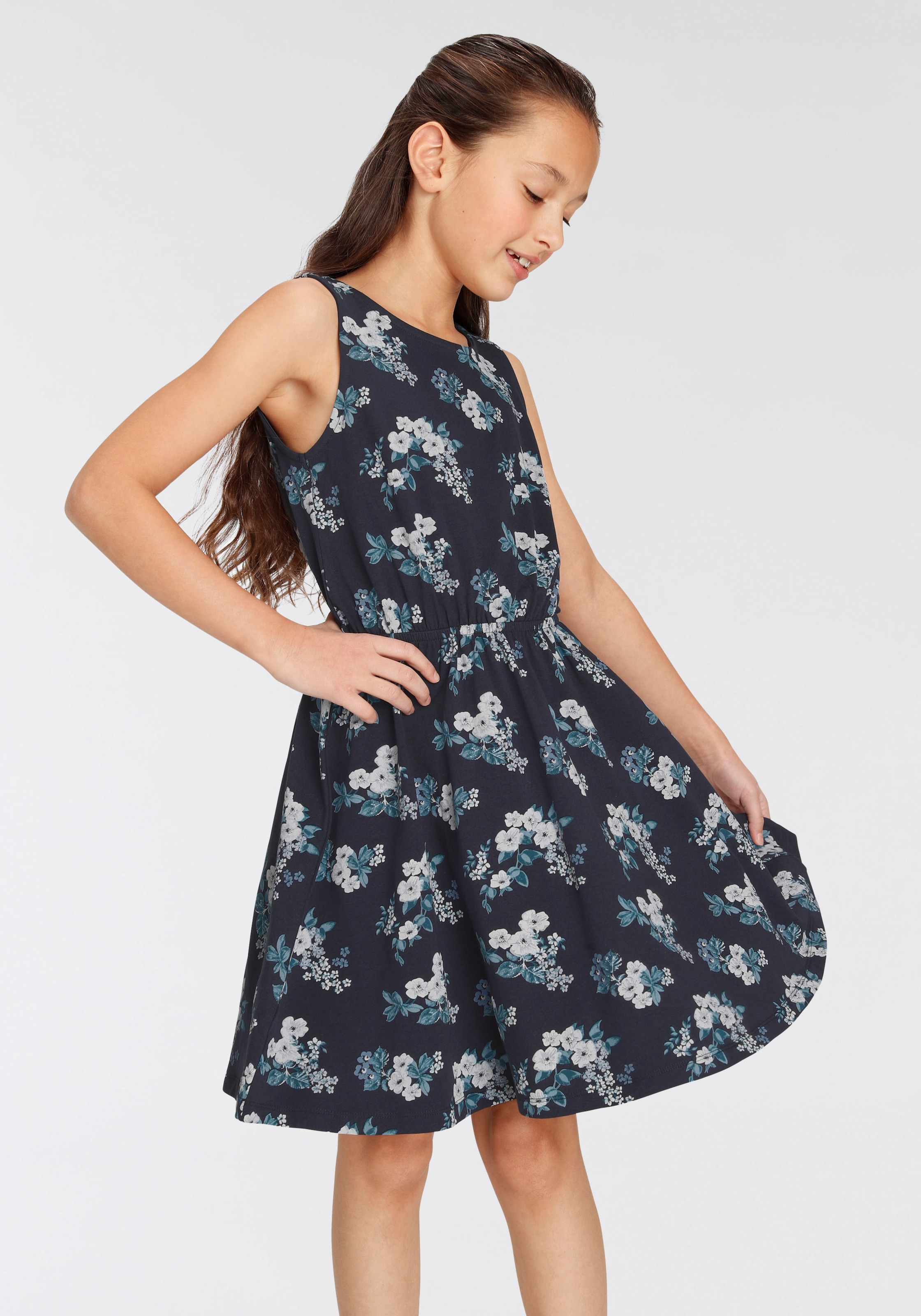 KIDSWORLD Jerseykleid »- Skaterkleid mit Blumen bedruckt« festliche Anlässe,  kniefreie Länge,  modisch,  aus Jerseystoff