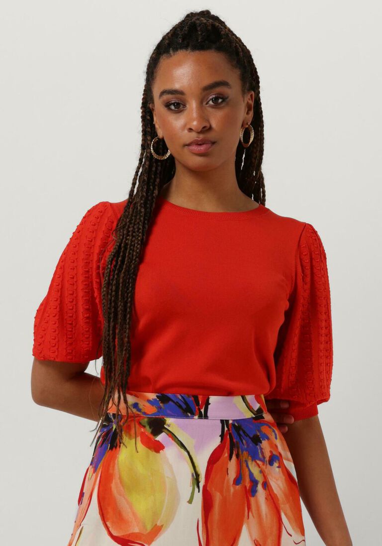 JANSEN AMSTERDAM oranje jansen amsterdam top k136 knitted top 3/4 puffed sleeve