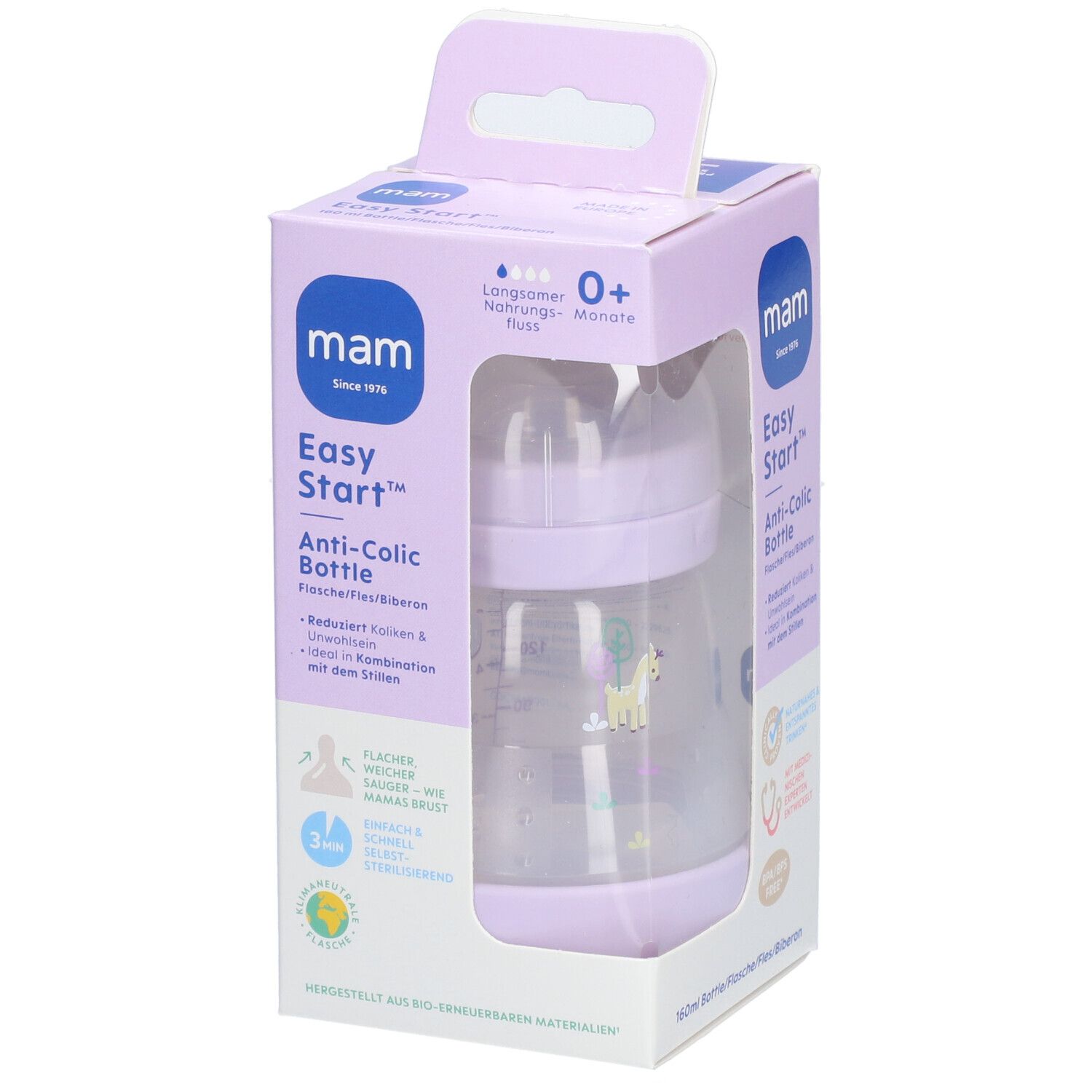 MAM Babyflasche Easy Start Anti-Colic, von Geburt an, lila