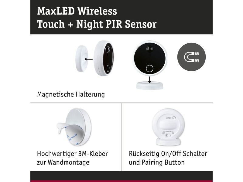 Paulmann MaxLED Wireless PIR & Touch Kabelloser Berührungssensorsatz