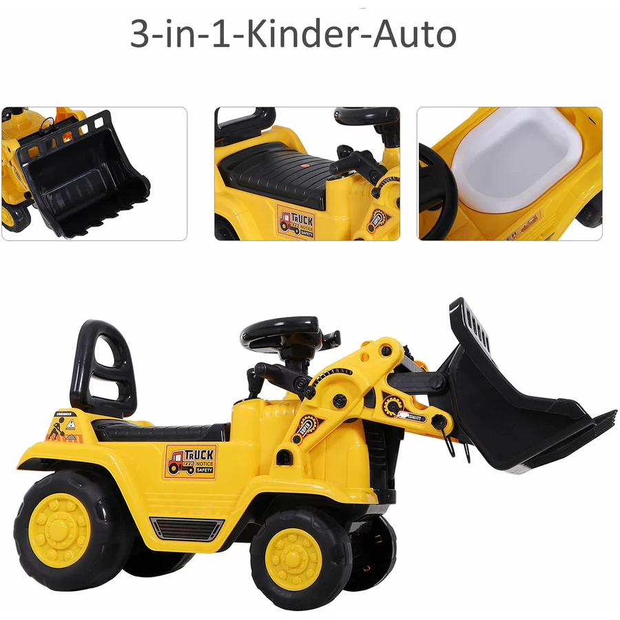 HOMCOM Trettraktor mit Stauraum gelb