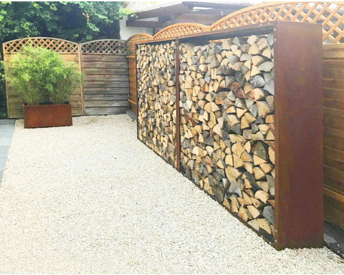 Palatino Corten haardhoutoverkapping met achterwand 100 x 40 x 120 cm bruin