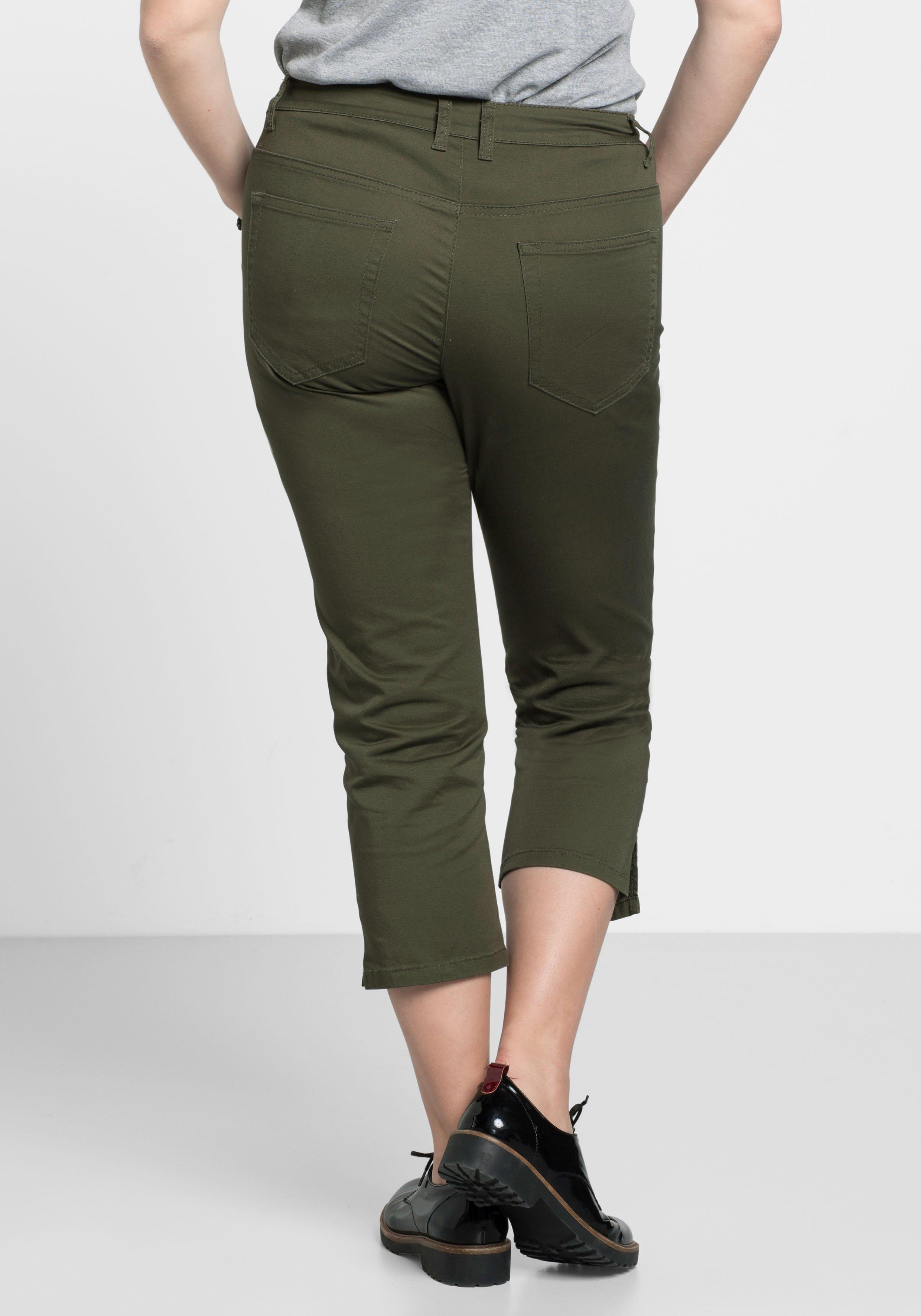 Schmale 7/8-Hose aus elastischem Baumwoll-Twill