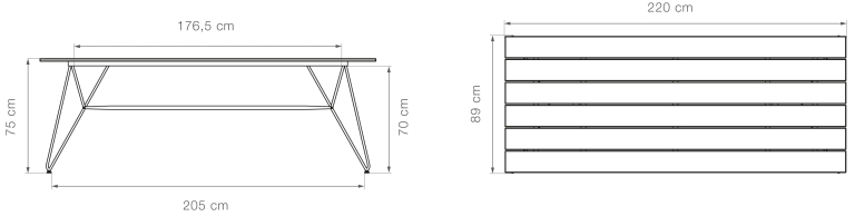 Houe Sketch Bamboo tuintafel 220x88
