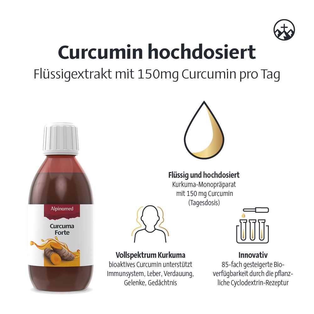 Alpinamed Curcuma Forte für eine hohe Nährstoffaufnahme – Vegan, flüssig, keine Kapseleinnahme