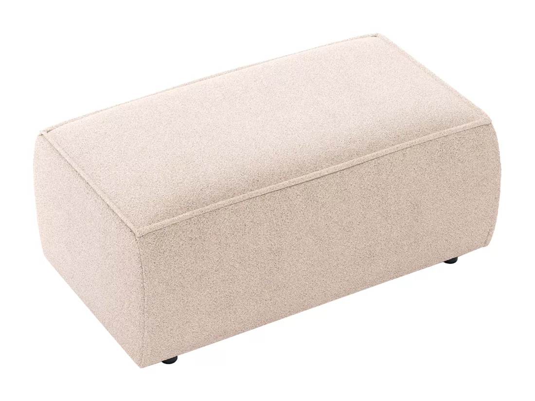 Pouf en tissu bouclette beige AMELIA