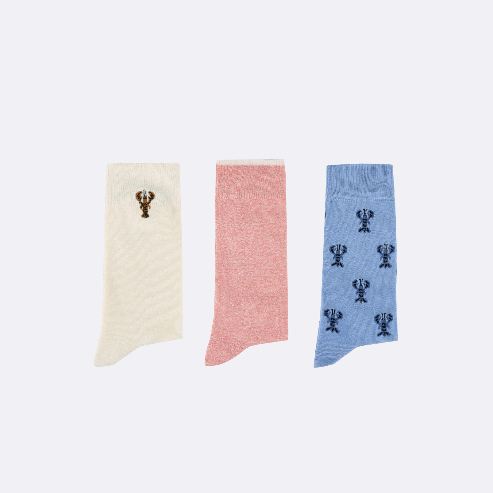 Chaussettes bleu clair & écrues coton et polyester recyclé - modèle socks x3