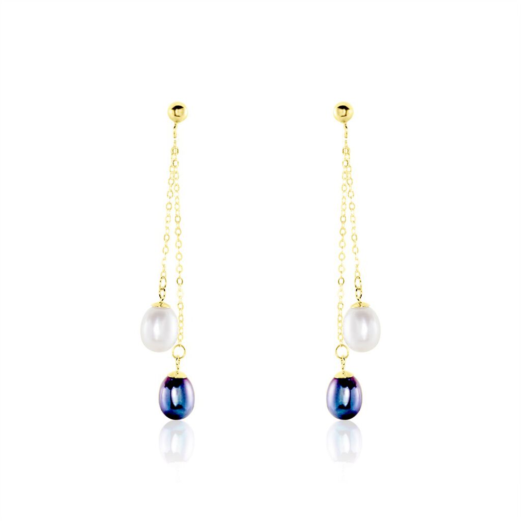 Boucles D'oreilles Pendantes Or Jaune Brayann Perles De Culture