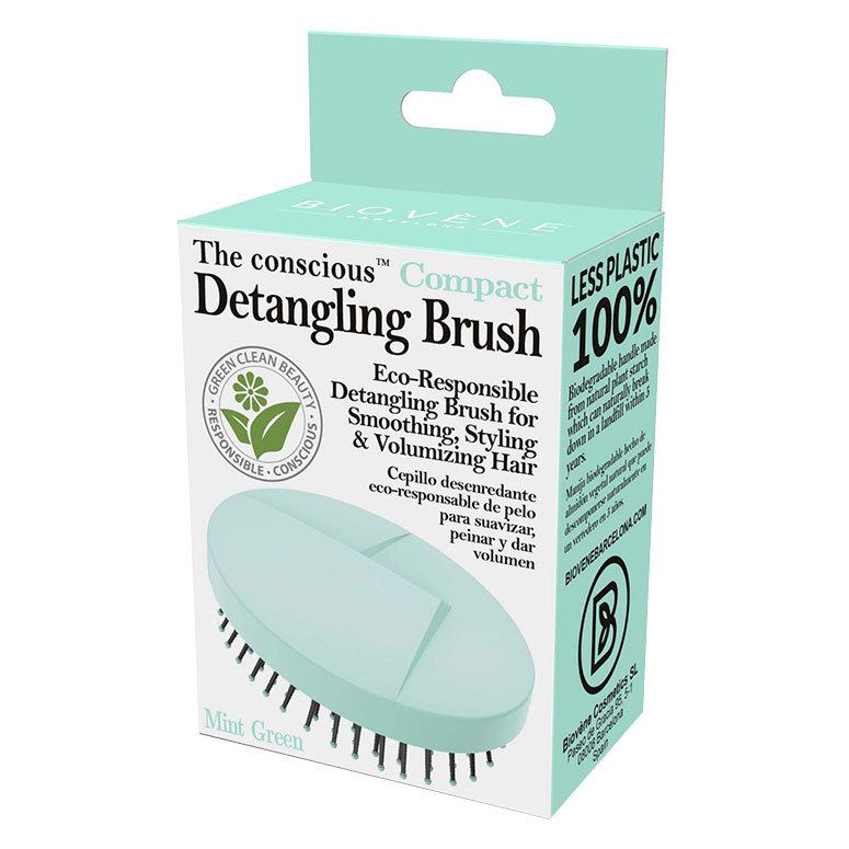 Biovène The Conscious™ Compact Detangling Brush Biodegradable Wet & Dry Brush Mint Green