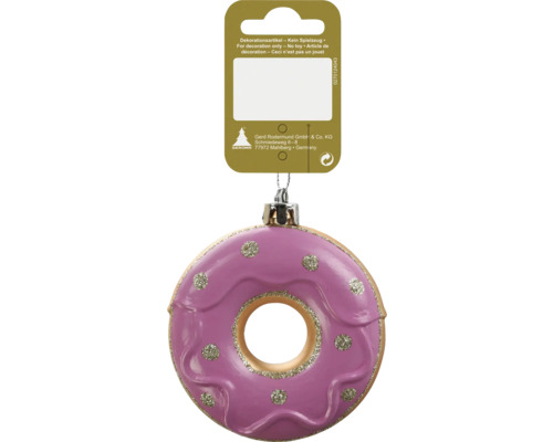 Kerstdecoratie hangende donut Ø 8 cm roze