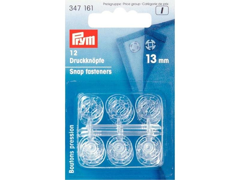 Prym Druckknöpfe Transparent, 13 mm Annähdruckknöpfe für Bekleidung und Accessoires