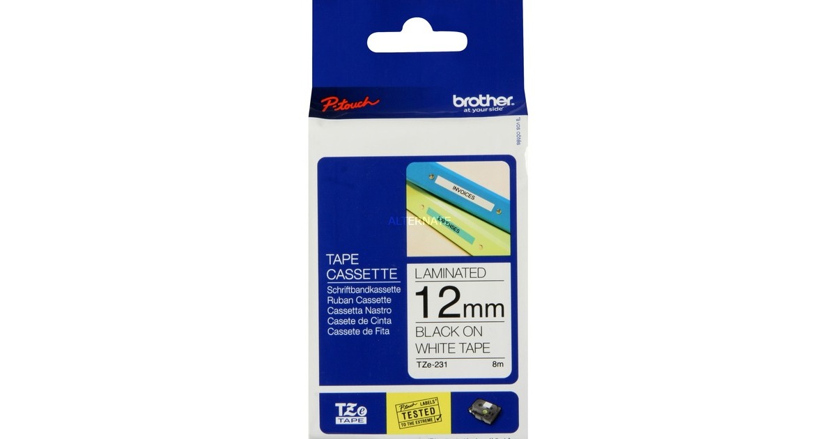 BrotherTape TZe-231 printlint  (12 mm, zwart op wit, Retail)