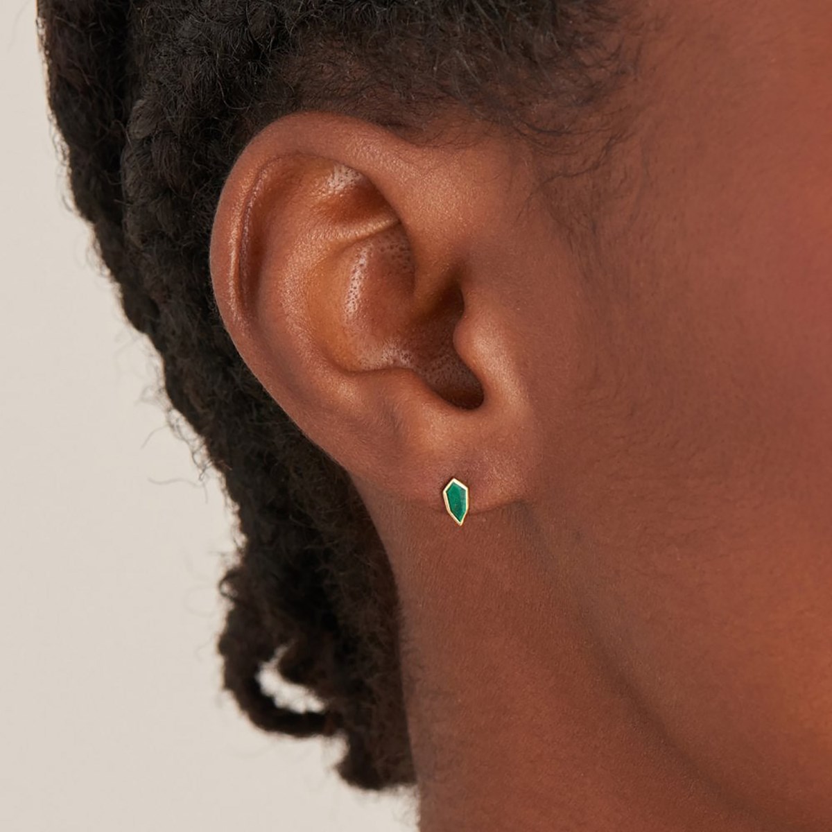 Boucles d'oreilles puces Ania Haie Second Nature dorées Malachite
