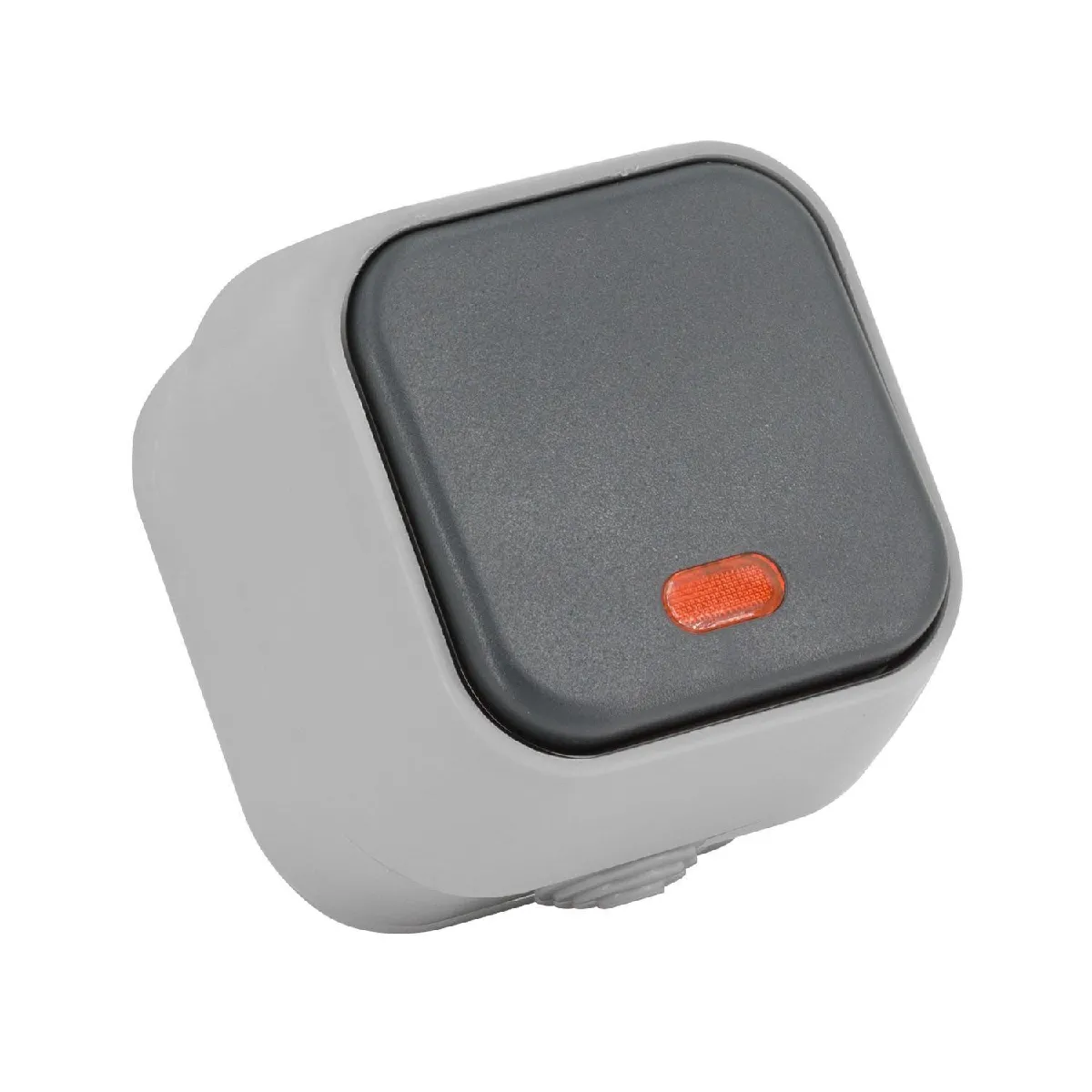 Ledkia Interrupteur Simple avec Voyant Lumineux IP54 - Gris