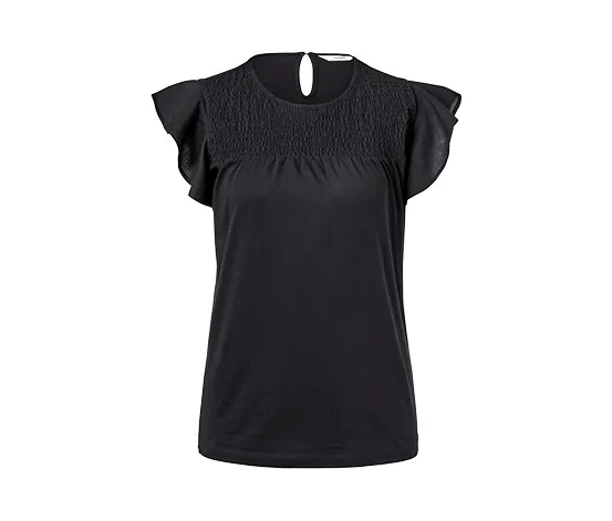 Shirt mit Volantärmeln, schwarz