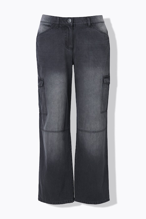 Cargojeans, Straight Fit, bleached, Cargotaschen, teilelastischer Bund
