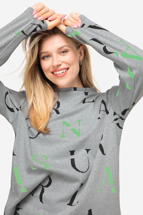 Sweatshirt, Buchstaben-Print, Stehkragen, Langarm, OEKO-TEX