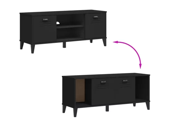 Banc à chaussures VIKEN noir 106x35x45 cm bois massif de pin