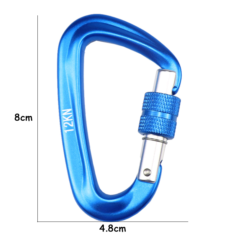 (2er Set) Aluminium Karabiner Haken D-Schnalle   Schraubverschluss - Blau / Schwarz