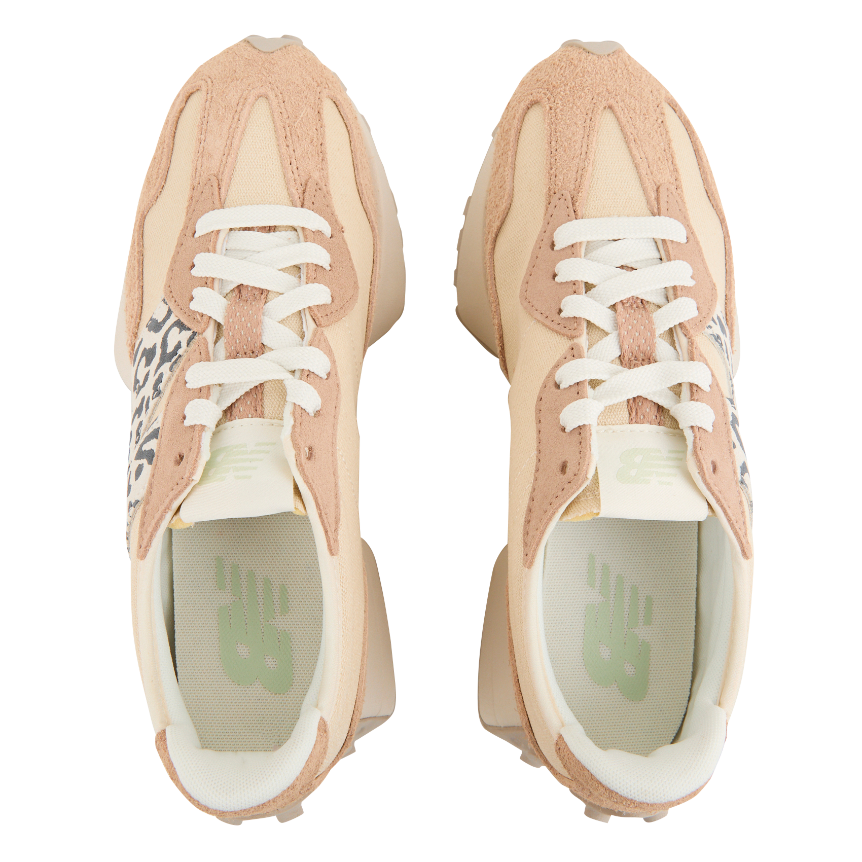 327 - Baskets basses en cuir mélangé | Beige